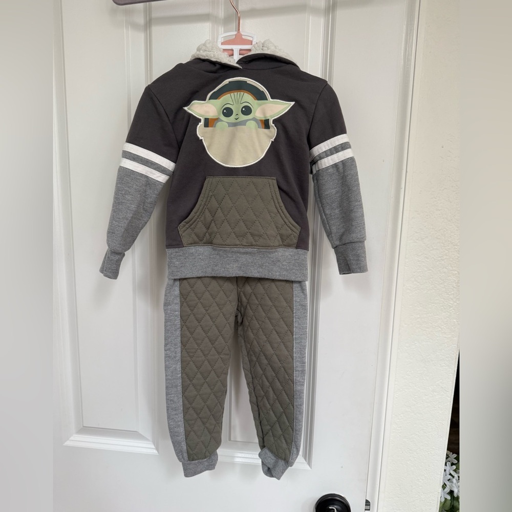 Gray and Green Baby Yoda Hoodie Set
